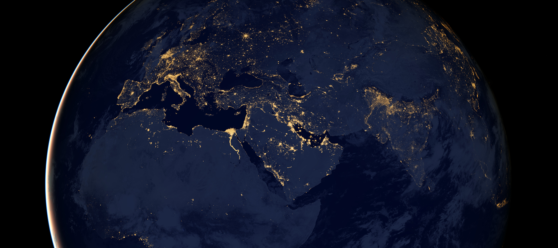 City lights from space over Europe and Africa by NASA