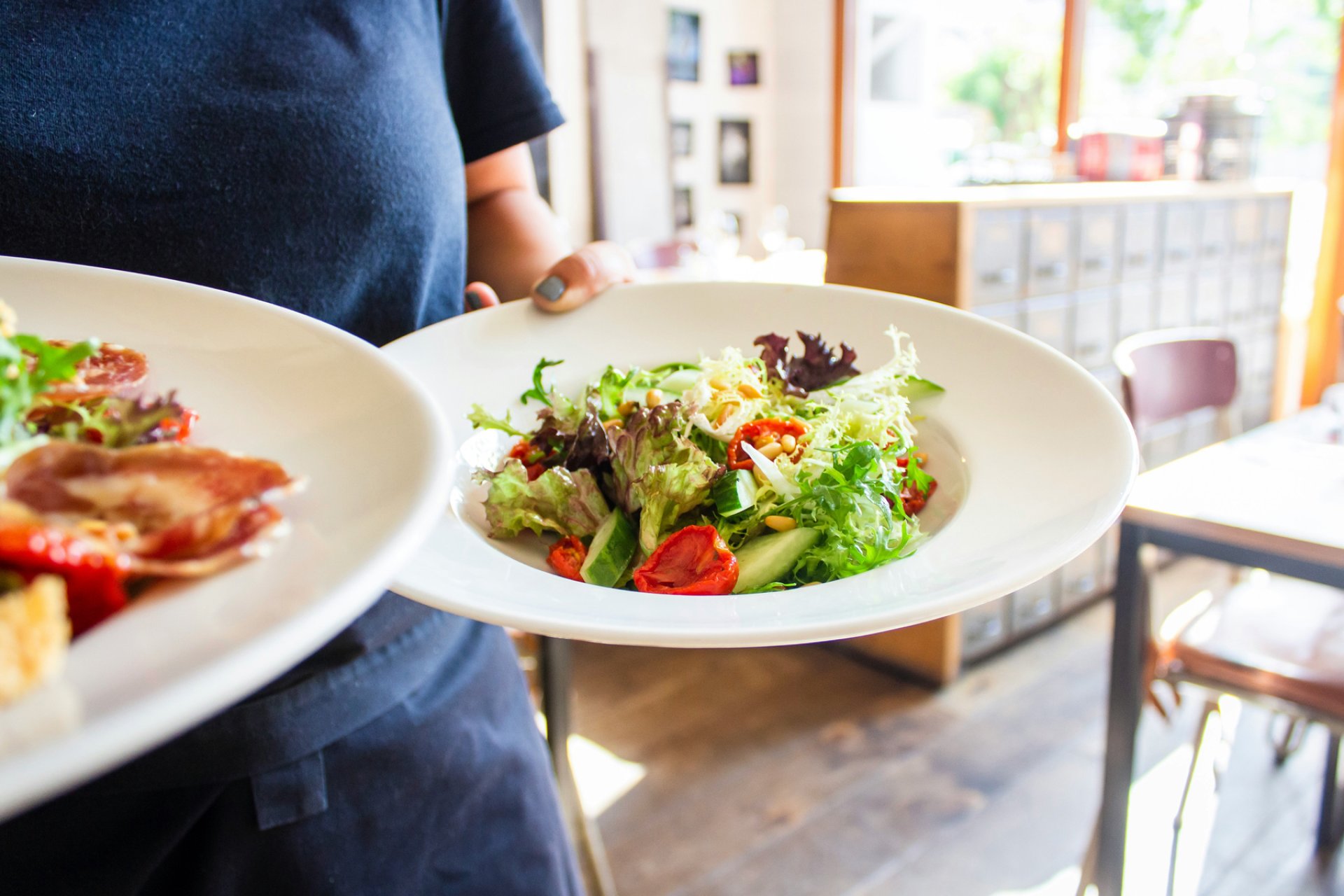 photo of salad being served